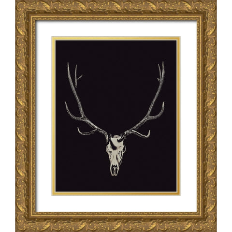 The Rustic Antler 02 Gold Ornate Wood Framed Art Print with Double Matting by LightBoxJournal