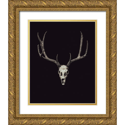 The Rustic Antler 04 Gold Ornate Wood Framed Art Print with Double Matting by LightBoxJournal