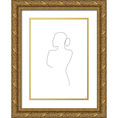 Line Female Back 2 Gold Ornate Wood Framed Art Print with Double Matting by Line and Brush