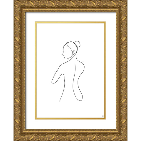Line Female Back 3 Gold Ornate Wood Framed Art Print with Double Matting by Line and Brush