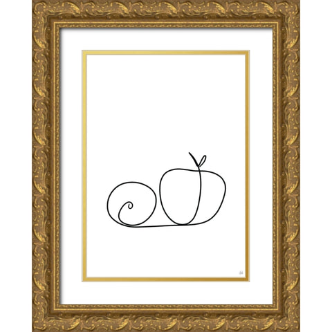 Still Life Lime and Peach Gold Ornate Wood Framed Art Print with Double Matting by Line and Brush