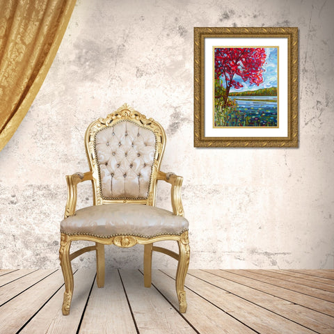 Lady in Red Gold Ornate Wood Framed Art Print with Double Matting by Budan, Mandy