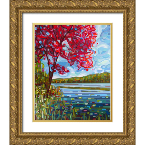 Lady in Red Gold Ornate Wood Framed Art Print with Double Matting by Budan, Mandy