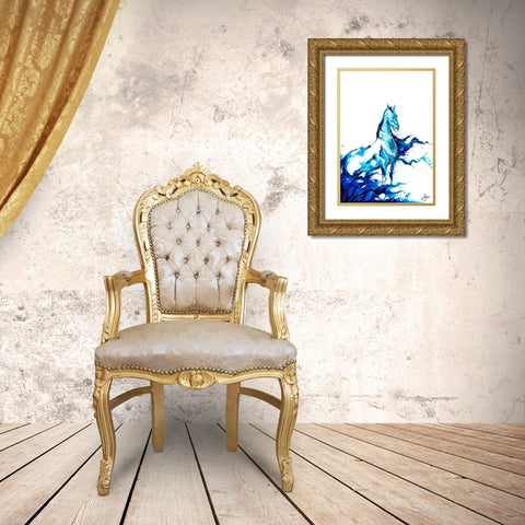 Poseidon Gold Ornate Wood Framed Art Print with Double Matting by Allante, Marc