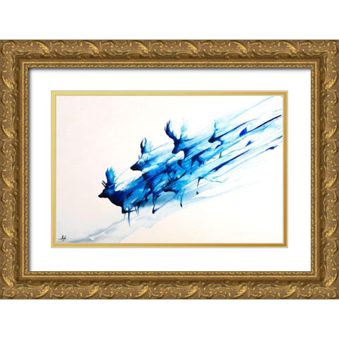 Caligo Gold Ornate Wood Framed Art Print with Double Matting by Allante, Marc