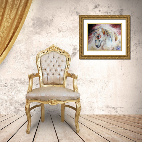 Apache The War Pony Gold Ornate Wood Framed Art Print with Double Matting by Baldwin, Marcia