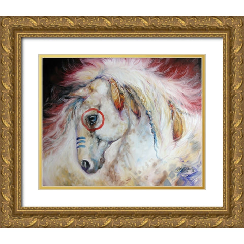 Apache The War Pony Gold Ornate Wood Framed Art Print with Double Matting by Baldwin, Marcia