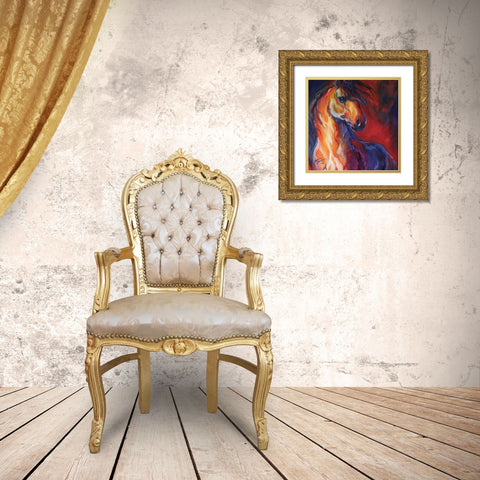 Stallion Red Dawn Gold Ornate Wood Framed Art Print with Double Matting by Baldwin, Marcia