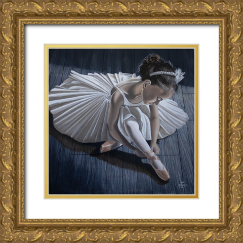 Little Ballerina Girl Gold Ornate Wood Framed Art Print with Double Matting by Harvill, Marc