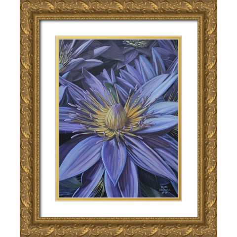 Purple Flower Gold Ornate Wood Framed Art Print with Double Matting by Harvill, Marc