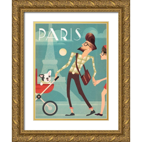 Paris Gold Ornate Wood Framed Art Print with Double Matting by Wickstrom, Martin