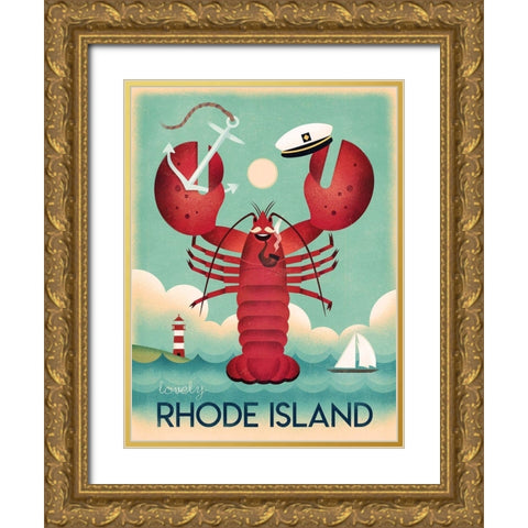 Rhode Island Gold Ornate Wood Framed Art Print with Double Matting by Wickstrom, Martin