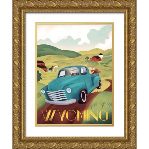 Wyoming Gold Ornate Wood Framed Art Print with Double Matting by Wickstrom, Martin