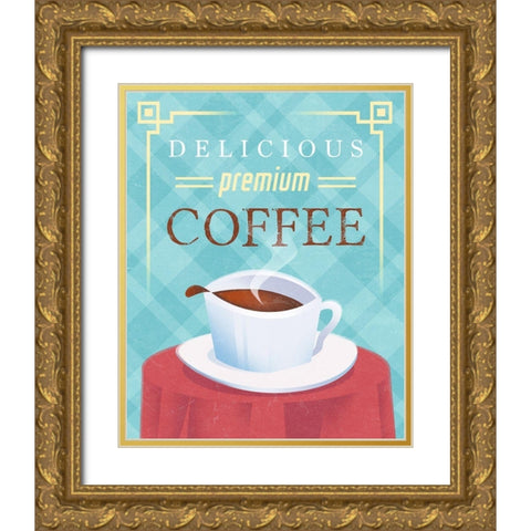 Coffee Delicious Gold Ornate Wood Framed Art Print with Double Matting by Wickstrom, Martin
