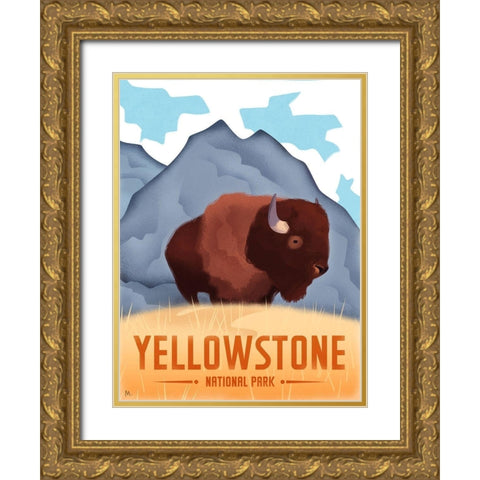 Yellowstone National Park Gold Ornate Wood Framed Art Print with Double Matting by Wickstrom, Martin