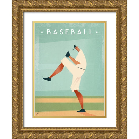 Vintage Baseball Gold Ornate Wood Framed Art Print with Double Matting by Wickstrom, Martin