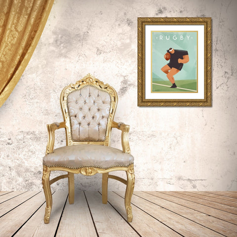 Vintage Rugby Gold Ornate Wood Framed Art Print with Double Matting by Wickstrom, Martin