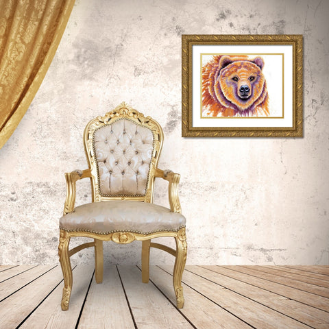Grizzly Bear Gold Ornate Wood Framed Art Print with Double Matting by Wickstrom, Martin
