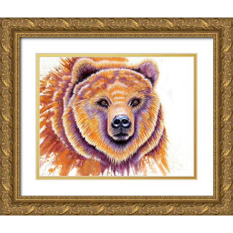 Grizzly Bear Gold Ornate Wood Framed Art Print with Double Matting by Wickstrom, Martin