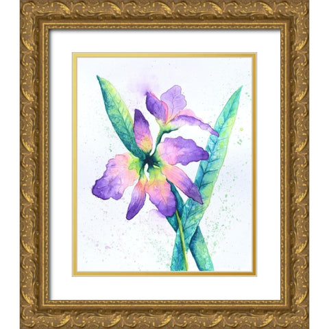 Purple Orchid Gold Ornate Wood Framed Art Print with Double Matting by Wickstrom, Martin