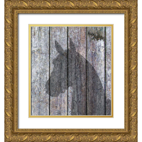 Horse Shadow Gold Ornate Wood Framed Art Print with Double Matting by Murray Henderson Fine Art