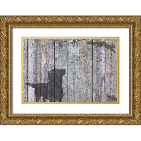Lab And Squirrel Shadow Gold Ornate Wood Framed Art Print with Double Matting by Murray Henderson Fine Art