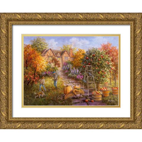 Gathering Fall Gold Ornate Wood Framed Art Print with Double Matting by Boehme, Nicky