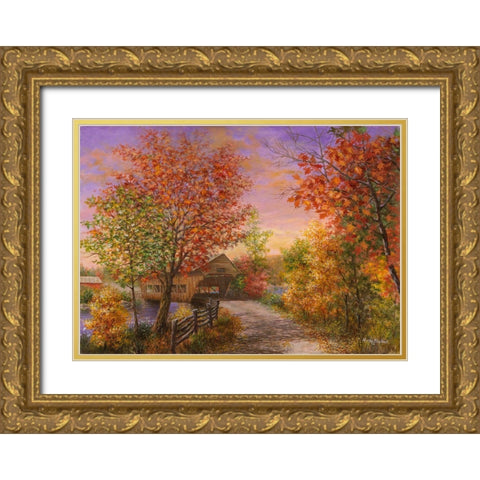 Autumn’s Color Of Fashion Gold Ornate Wood Framed Art Print with Double Matting by Boehme, Nicky