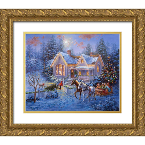 Welcome Home Gold Ornate Wood Framed Art Print with Double Matting by Boehme, Nicky