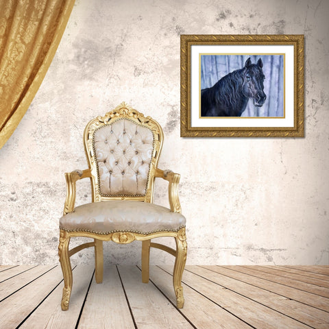 Midnight Blue Gold Ornate Wood Framed Art Print with Double Matting by LaMontagne, Patrick