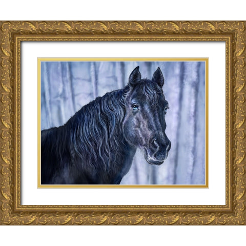 Midnight Blue Gold Ornate Wood Framed Art Print with Double Matting by LaMontagne, Patrick