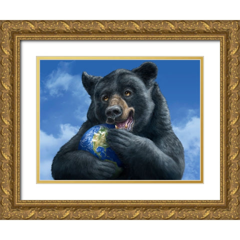 Bear Hug Gold Ornate Wood Framed Art Print with Double Matting by LaMontagne, Patrick