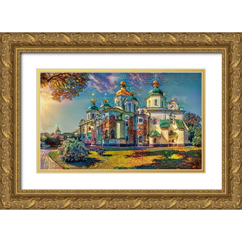 Kyiv Ukraine Saint Sophia Cathedral Gold Ornate Wood Framed Art Print with Double Matting by Gavidia, Pedro