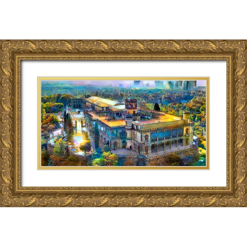 Mexico City Chapultepec Castle Gold Ornate Wood Framed Art Print with Double Matting by Gavidia, Pedro