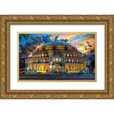 London England Royal Albert Hall Gold Ornate Wood Framed Art Print with Double Matting by Gavidia, Pedro