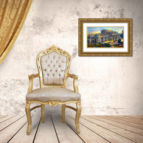 Milan Italy Central Station Gold Ornate Wood Framed Art Print with Double Matting by Gavidia, Pedro