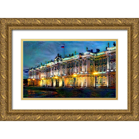 Saint Petersburg Russia Hermitage Museum Gold Ornate Wood Framed Art Print with Double Matting by Gavidia, Pedro