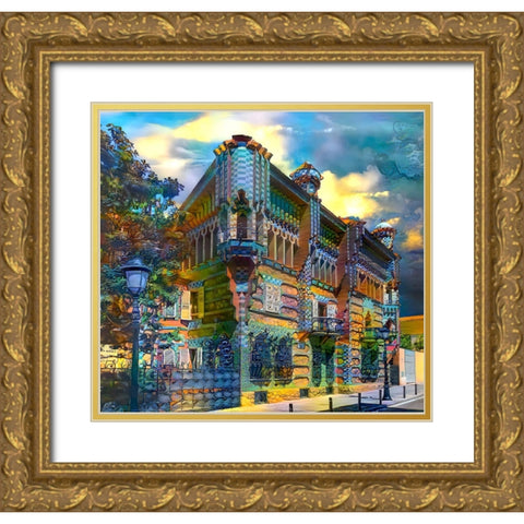 Barcelona Spain Casa Vicens Gaudi Gold Ornate Wood Framed Art Print with Double Matting by Gavidia, Pedro