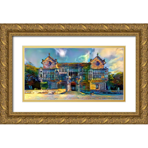Comillas Spain Palacio de Sobrellano Palace Gold Ornate Wood Framed Art Print with Double Matting by Gavidia, Pedro