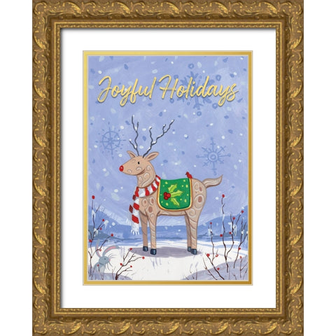 Joyful Holidays Gold Ornate Wood Framed Art Print with Double Matting by Randy Noble Fine Art