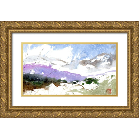 Scattered Winter Gold Ornate Wood Framed Art Print with Double Matting by Randy Noble Fine Art