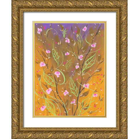 Hypnotic Flora Gold Ornate Wood Framed Art Print with Double Matting by Randy Noble Fine Art