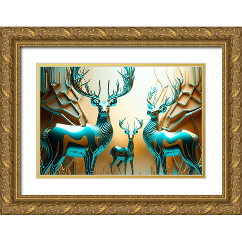 Metallic Majesty 4 Gold Ornate Wood Framed Art Print with Double Matting by Heere, Ray