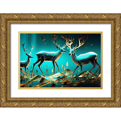 Metallic Majesty 7 Gold Ornate Wood Framed Art Print with Double Matting by Heere, Ray