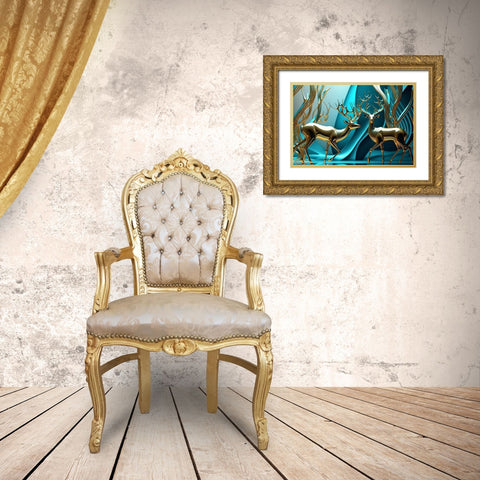 Metallic Majesty 9 Gold Ornate Wood Framed Art Print with Double Matting by Heere, Ray