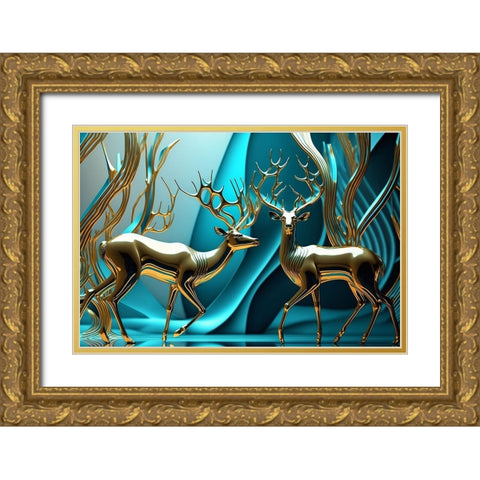 Metallic Majesty 9 Gold Ornate Wood Framed Art Print with Double Matting by Heere, Ray
