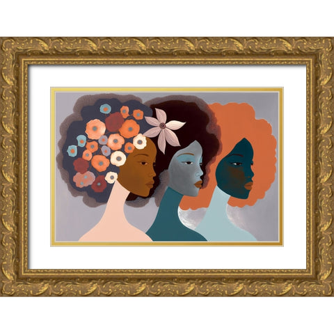 Mid Century Diversity Portraits 2 Gold Ornate Wood Framed Art Print with Double Matting by Heere, Ray