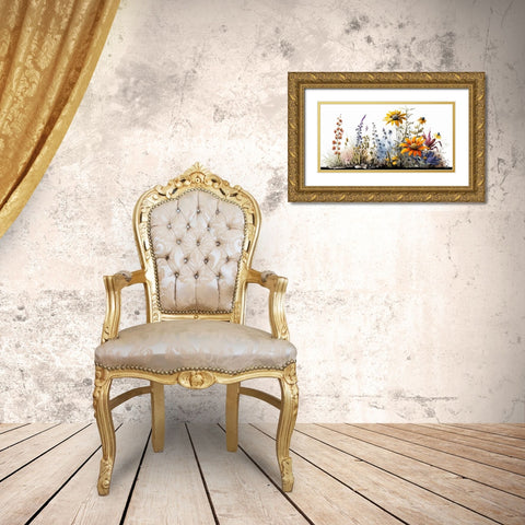 Watercolor Wildflowers 28 Gold Ornate Wood Framed Art Print with Double Matting by Heere, Ray