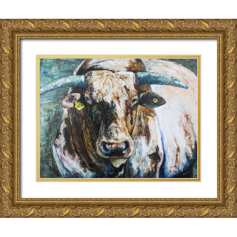 Big Bull Gold Ornate Wood Framed Art Print with Double Matting by Gould, Renee