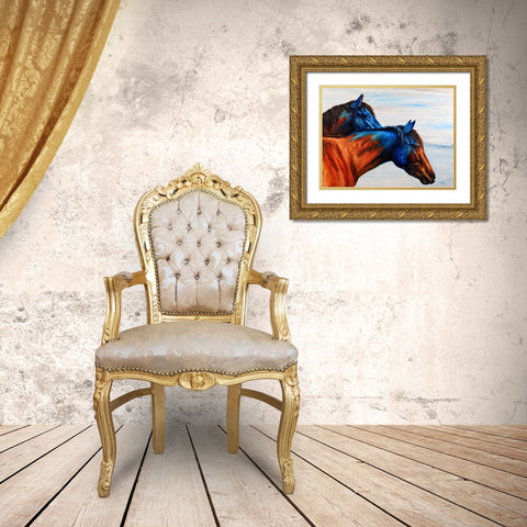 Blue Regalia Gold Ornate Wood Framed Art Print with Double Matting by Gould, Renee
